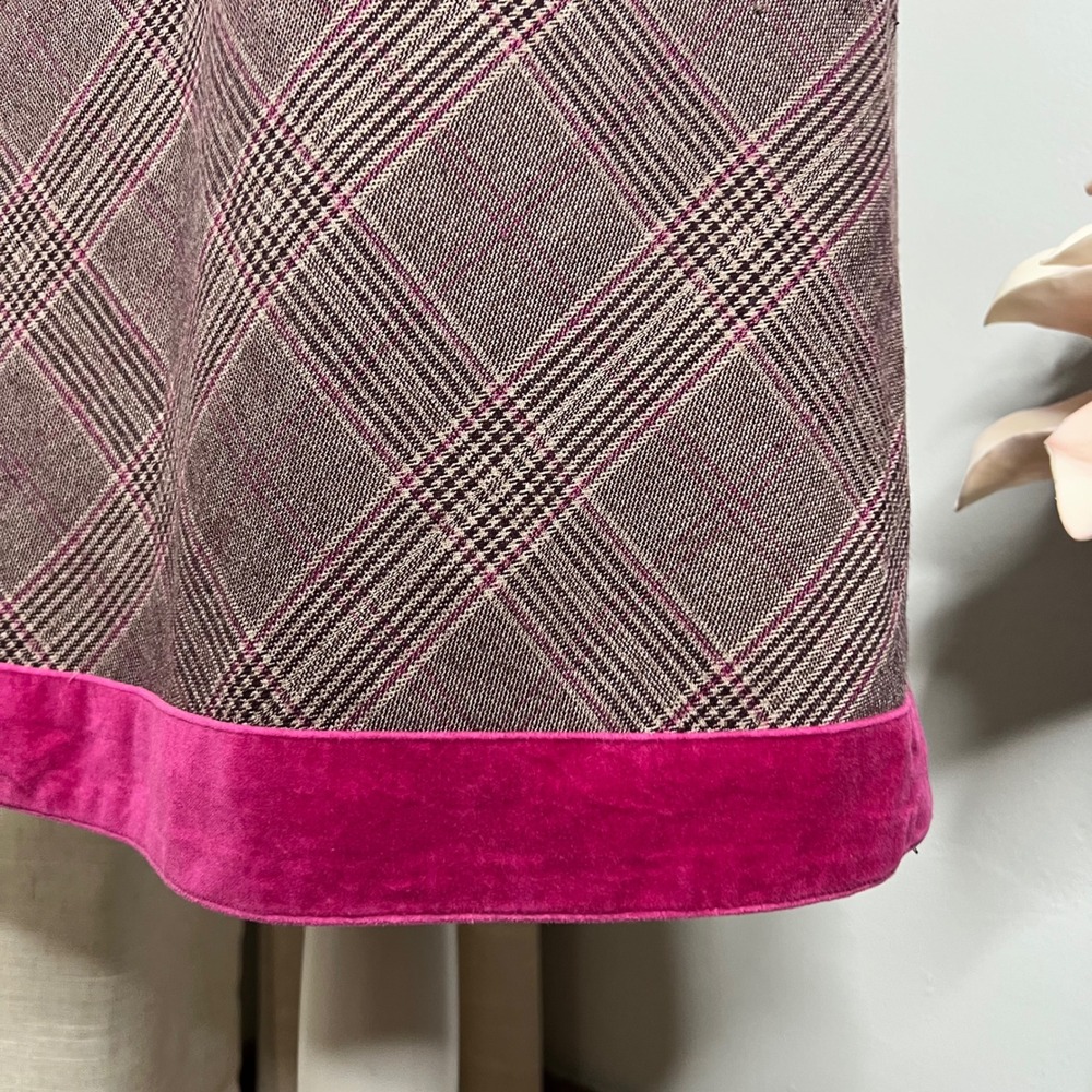 Y2K Vintage Oscar de la Renta Plaid Skirt Faux Wrap Pink Preppy‎ Women's Size 6 - Picture 5 of 10